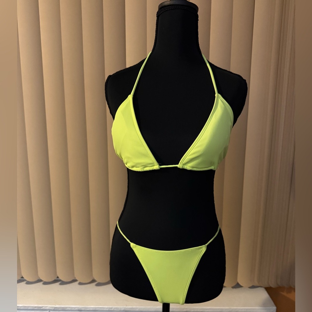Icon Swim Lime Green Halter Bikini Set. Size S